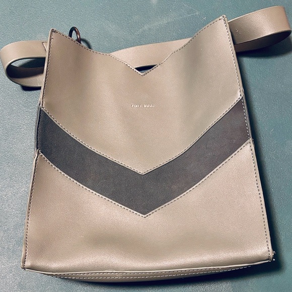 Pixie Mood Handbags - Pixie Mood livid (blue grey) with dark blue  Chevron shoulder bag